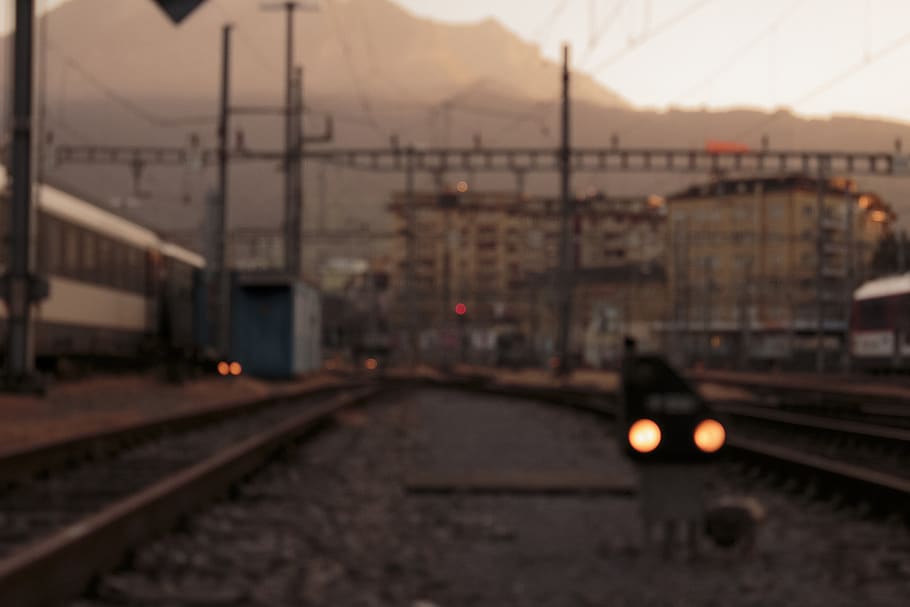 switzerland, lucerne, trains, rails, lights, bokeh, rail transportation HD wallpaper