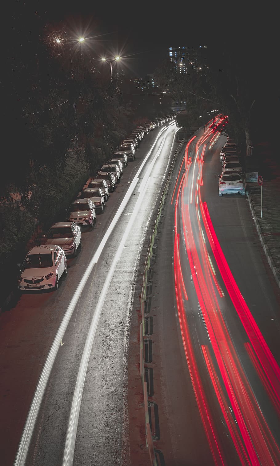 time-lapse and road during nighttime, automobile, transportation, HD wallpaper
