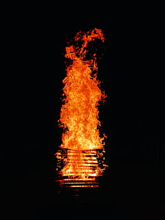 flame at night, wood, fire, bonfire, hot, outdoors, evening, nature HD wallpaper