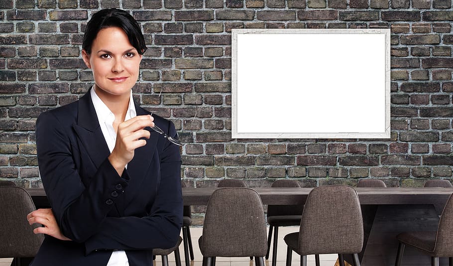 businesswoman, office, meeting, mock-up, mockup, conference room, HD wallpaper