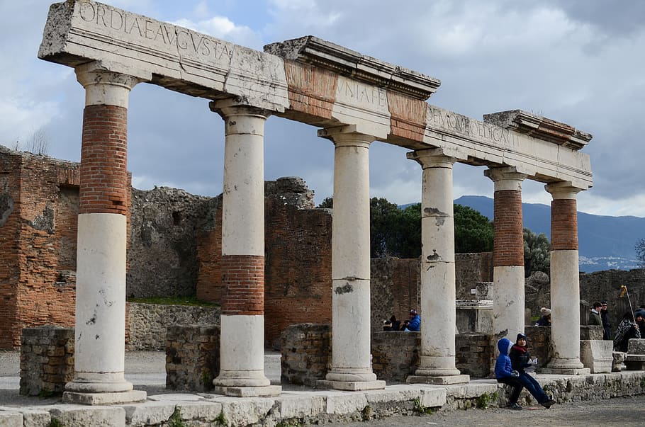 person, human, architecture, building, italy, pompeii, ruins HD wallpaper