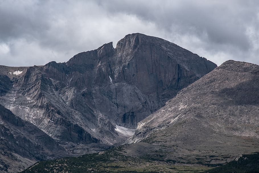 mountain under cloudy sky, nature, peak, outdoors, mountain range HD wallpaper