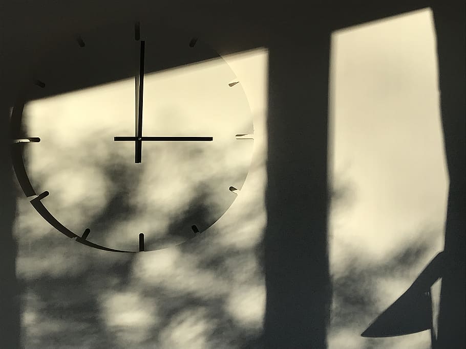 3 o'clock wall clock reading, window, no people, day, silhouette HD wallpaper