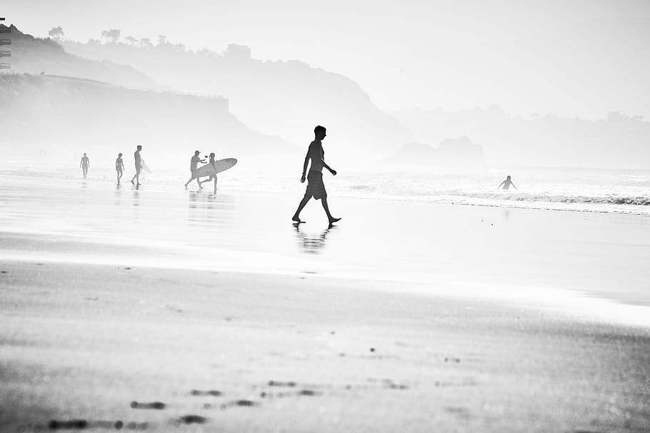 water, beach, real people, land, sea, group of people, lifestyles HD wallpaper