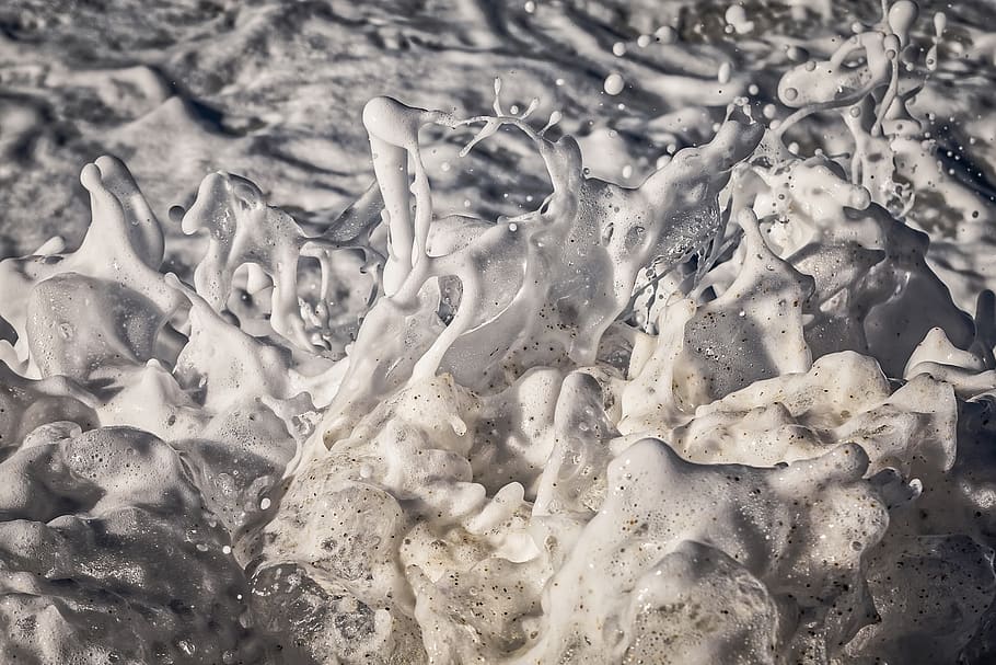 water, foam, macro, wave, ocean, sea, spray, splash, nature HD wallpaper