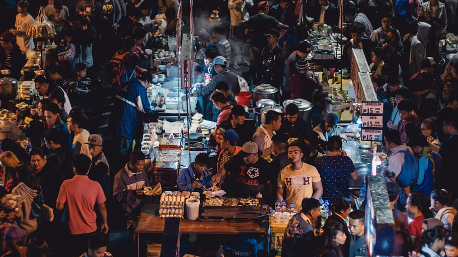 baguio, philippines, baguio night market, street food, crowd, HD wallpaper