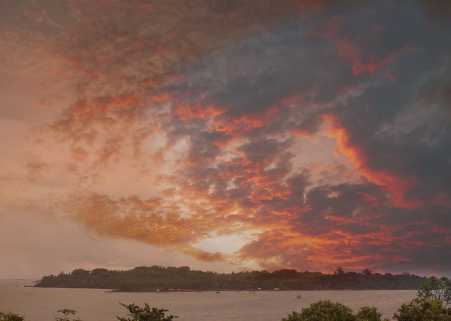 clouds, island, sunset, jail, cloud formation, sky, beauty in nature HD wallpaper
