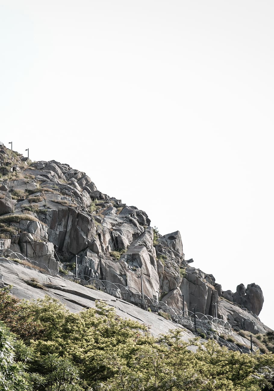 sky, rock, clear sky, rock - object, rock formation, nature HD wallpaper