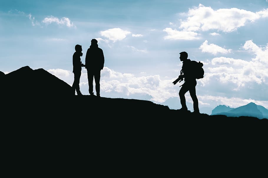 Free download | HD wallpaper: silhouette photo of three person standing ...