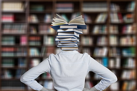 books, question mark, student, stack, book stack, library, learn HD wallpaper