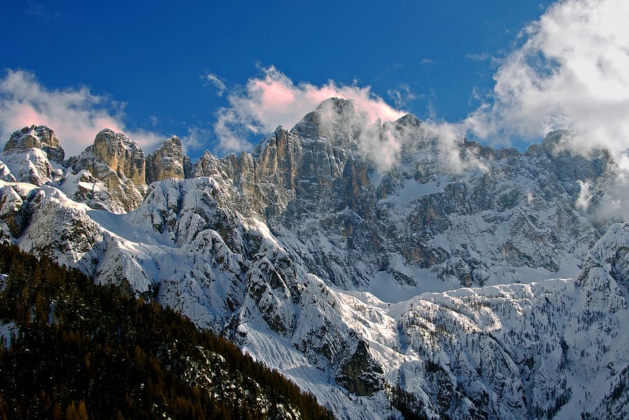 Snow Covered Mountains Under Blue Sky, adventure, alpine, alps
