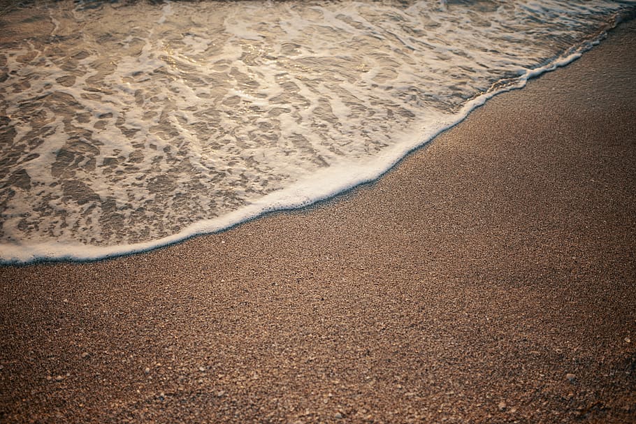wave on sand, land, beach, water, nature, sea, surfing, aquatic sport HD wallpaper