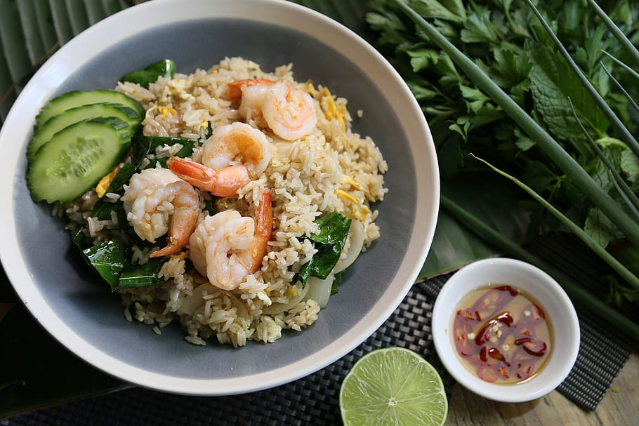 thai fried rice, prawn fried rice, thai food, thai ingredients