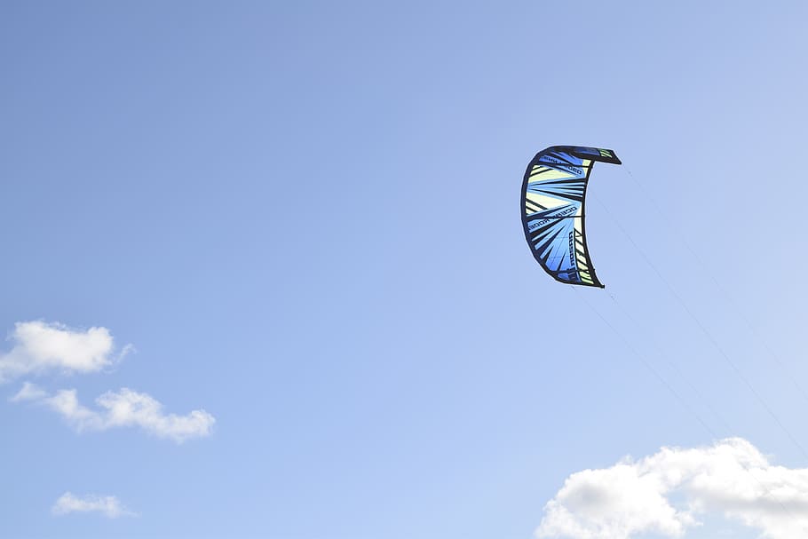 soar, fly, kite, blue, sky, kitesurf, cloud - sky, low angle view HD wallpaper