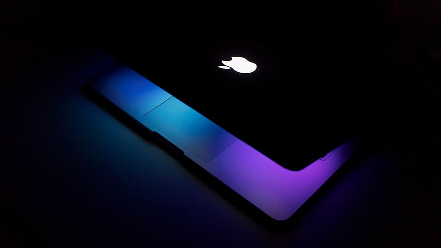 MacBook, illuminated, indoors, light - natural phenomenon, no people HD wallpaper