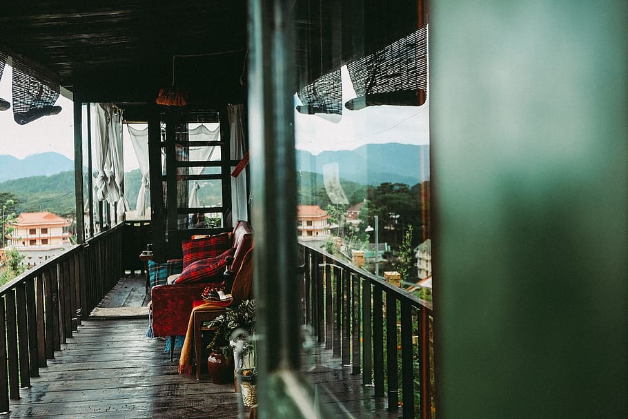 Sofa On Terrace, balcony, street, architecture, built structure HD wallpaper