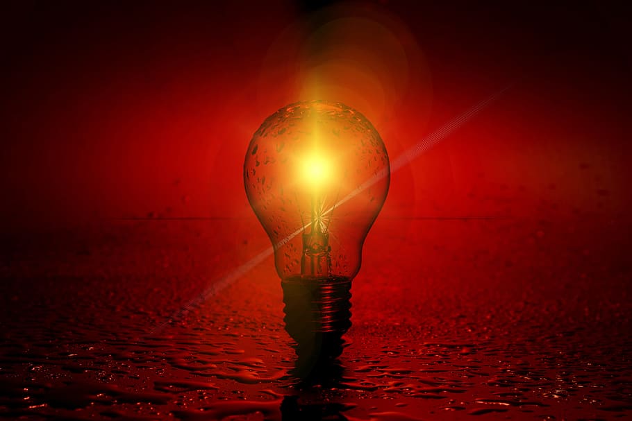 light bulb, sun, solar energy, think, idea, flash of genius