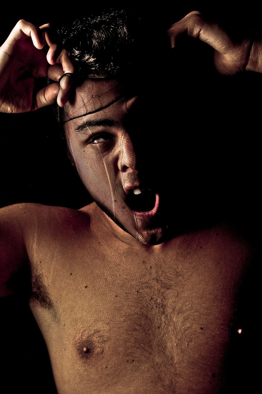 shirtless, one person, black background, young men, portrait HD wallpaper
