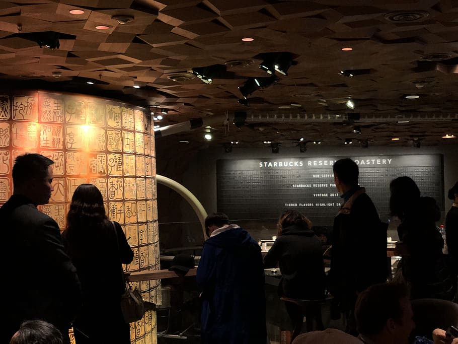 coffee, starbucks, interior, shanghai, china, chinese, group of people, HD wallpaper