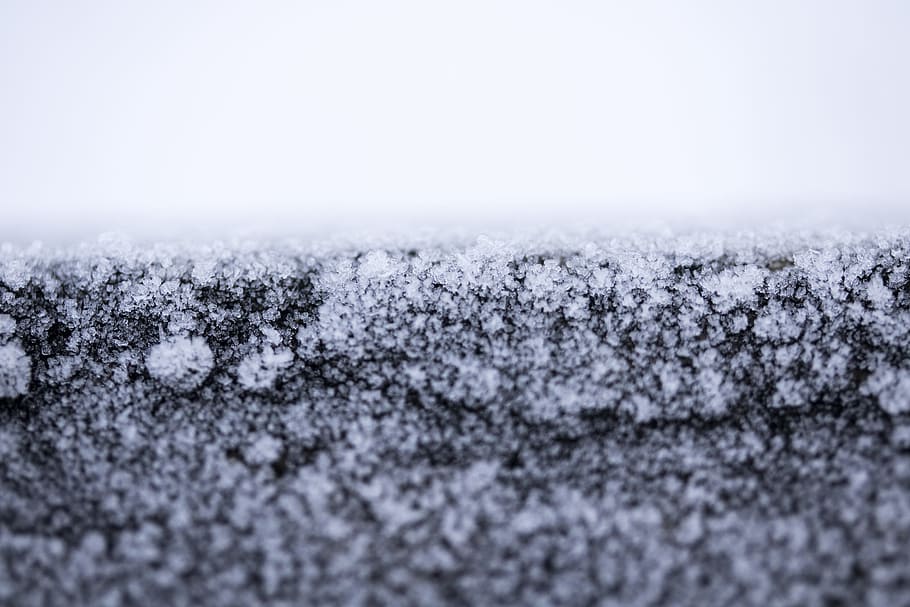 focus photography of white snow on black surface, frost, winter HD wallpaper