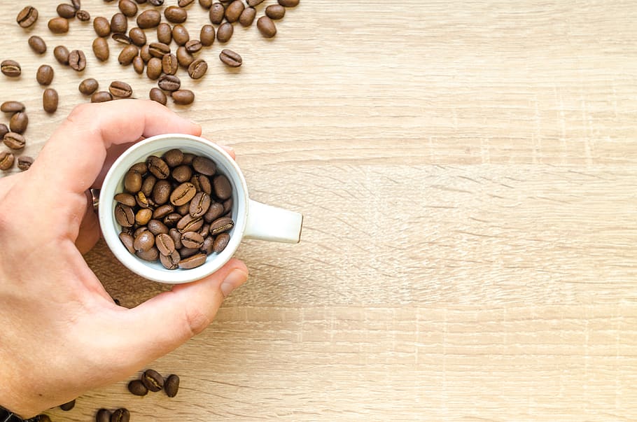 Brown Coffee Beans, aroma, aromatic, caffeine, close-up, coffee cup HD wallpaper