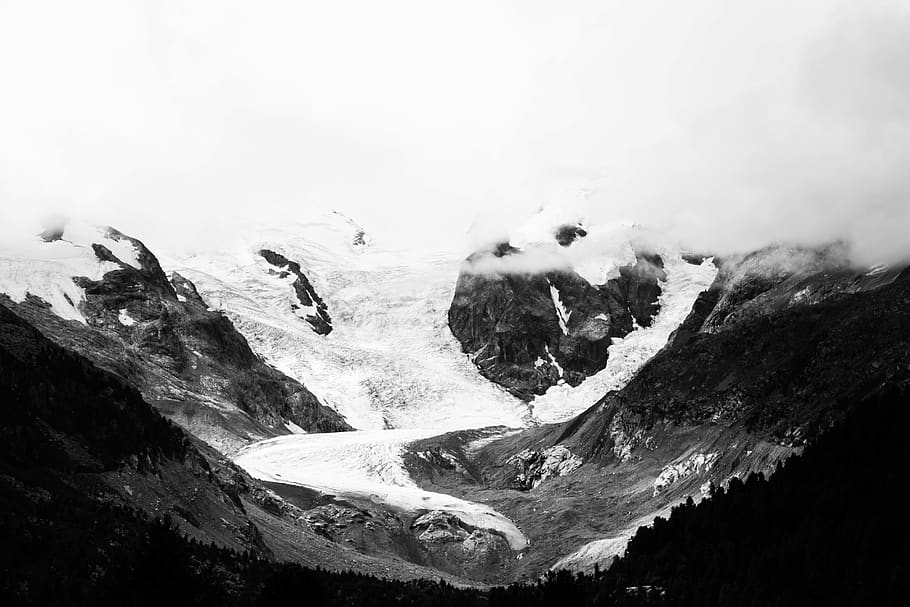 switzerland, pontresina, clouds, snow, mountains, diavolezza, HD wallpaper