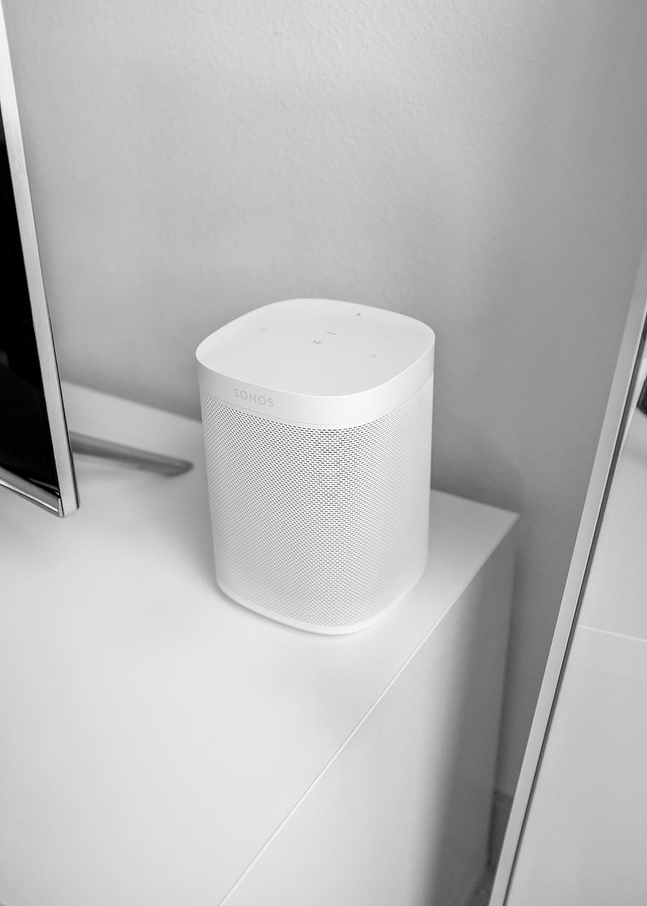 white Bluetooth speaker, indoors, no people, technology, high angle view HD wallpaper