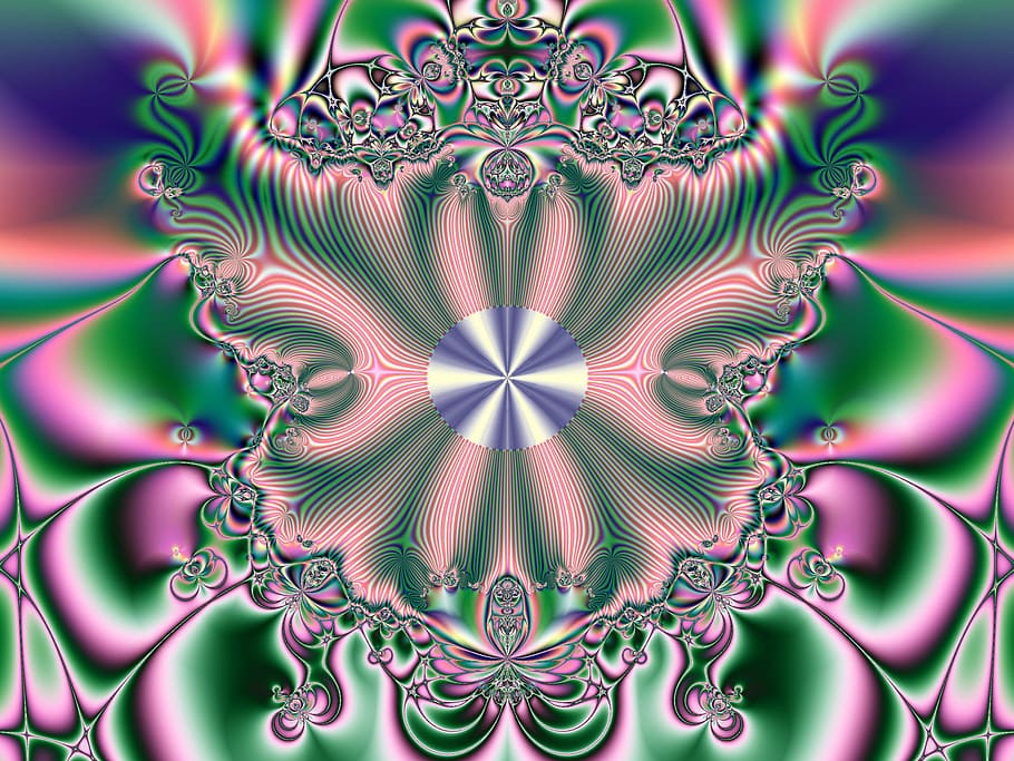Fractal-based background pattern, colourful, symmetrical, symmetry HD wallpaper