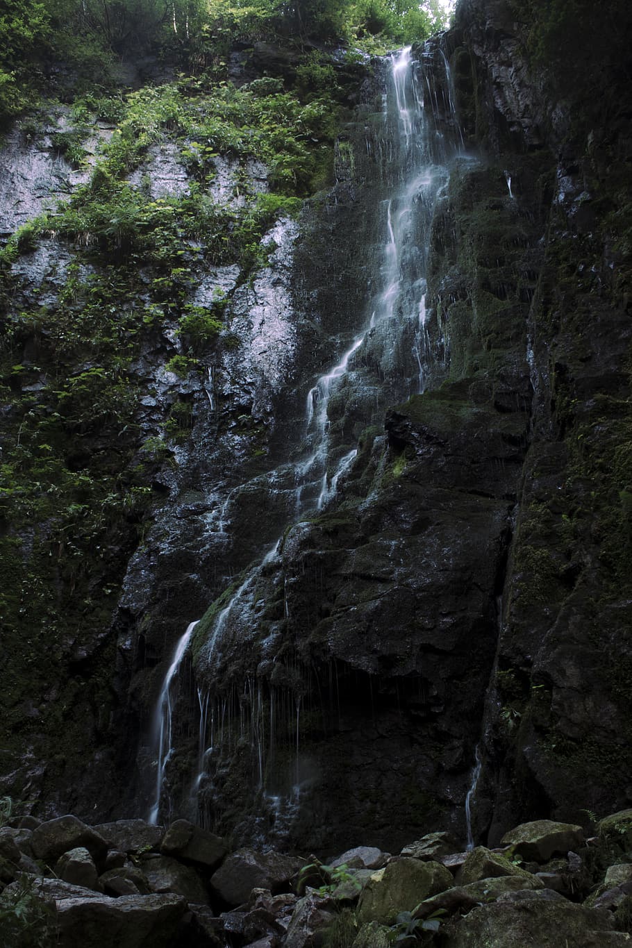 germany, trees, forest, waterfall, rocks, mood, mystical, long exposure HD wallpaper