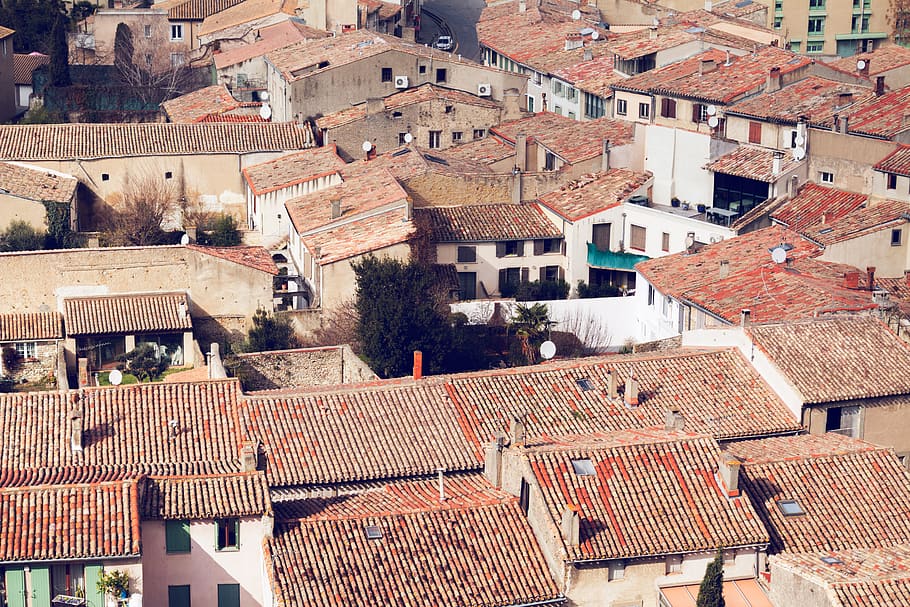 town, roofs, roof tiles, houses, architecture, building exterior, HD wallpaper