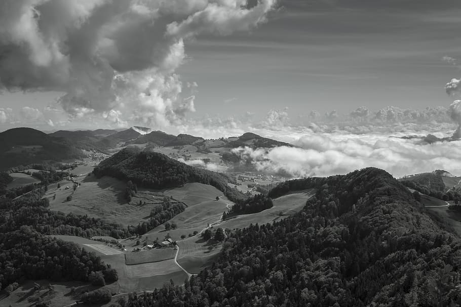 clouds, sky, view, belchenflue, landscape, mood, panorama, distant view HD wallpaper