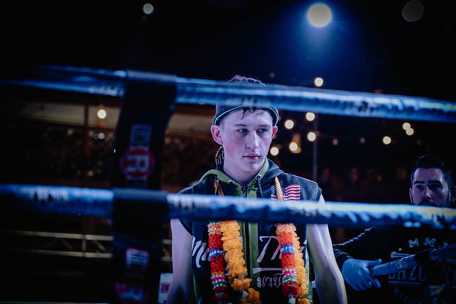 man fighter standing inside the ring, human, person, usa, denver HD wallpaper