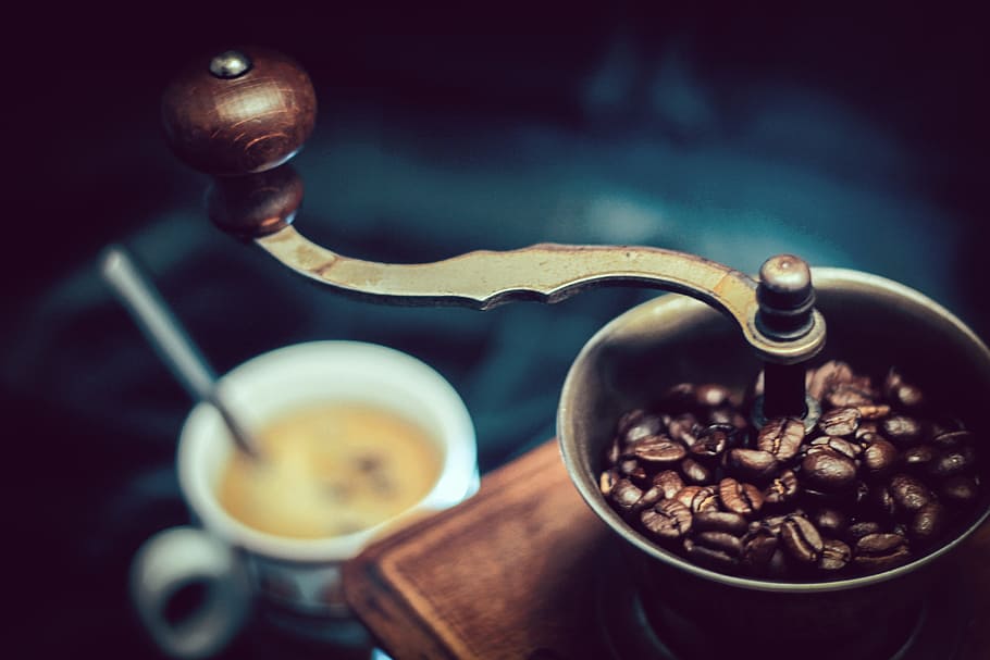 antique, coffee, grinder, espresso, beans, coffee beans, food HD wallpaper