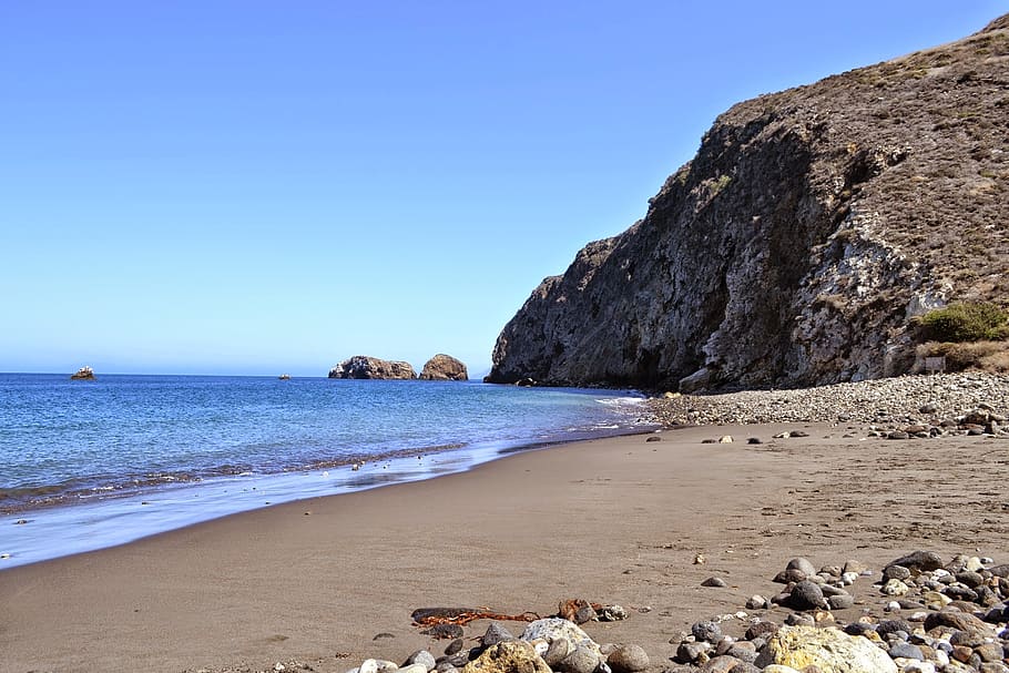 sea, beach, water, land, sky, beauty in nature, rock, sand HD wallpaper