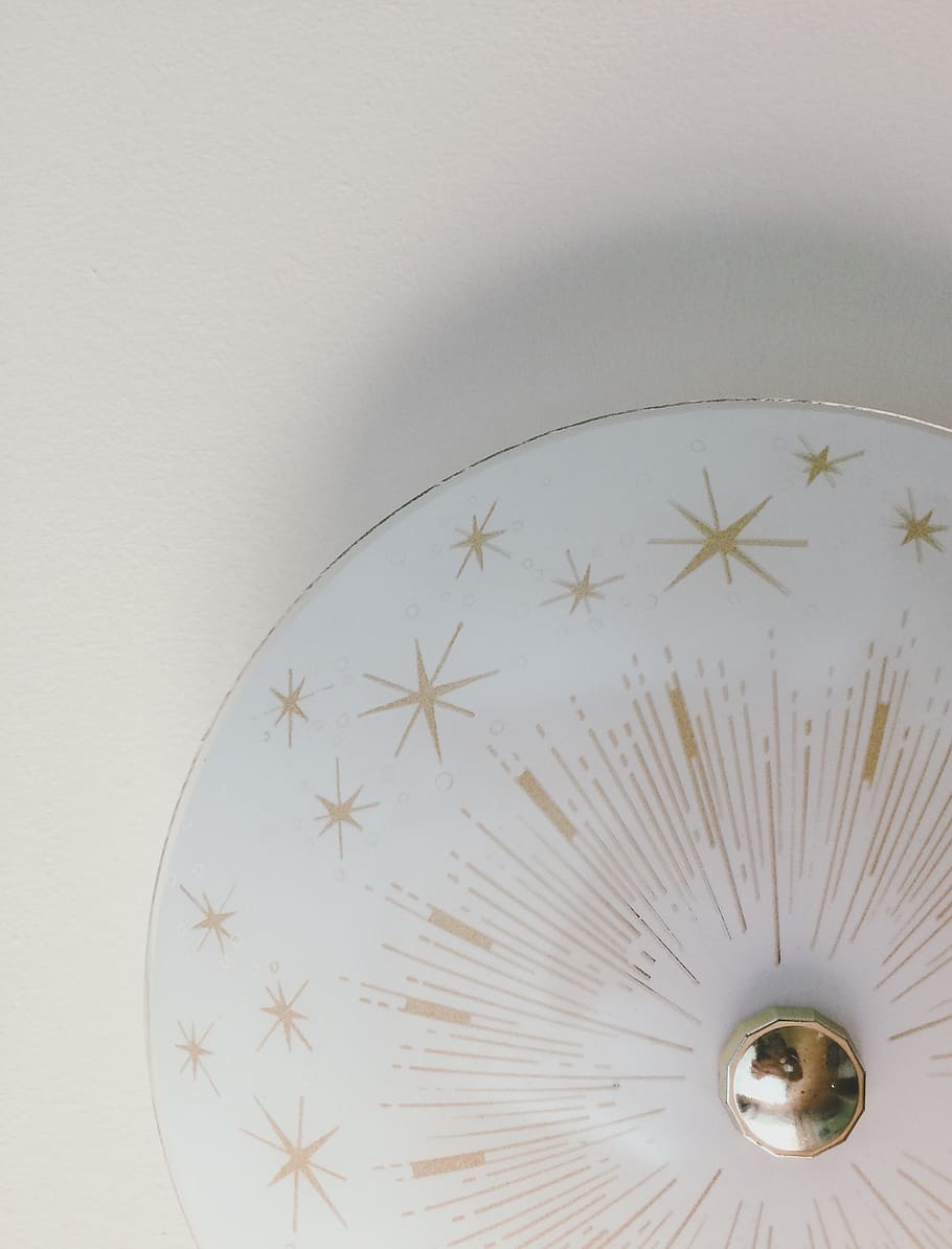 lamp, classic, old, roof, stars, lines, indoors, no people HD wallpaper