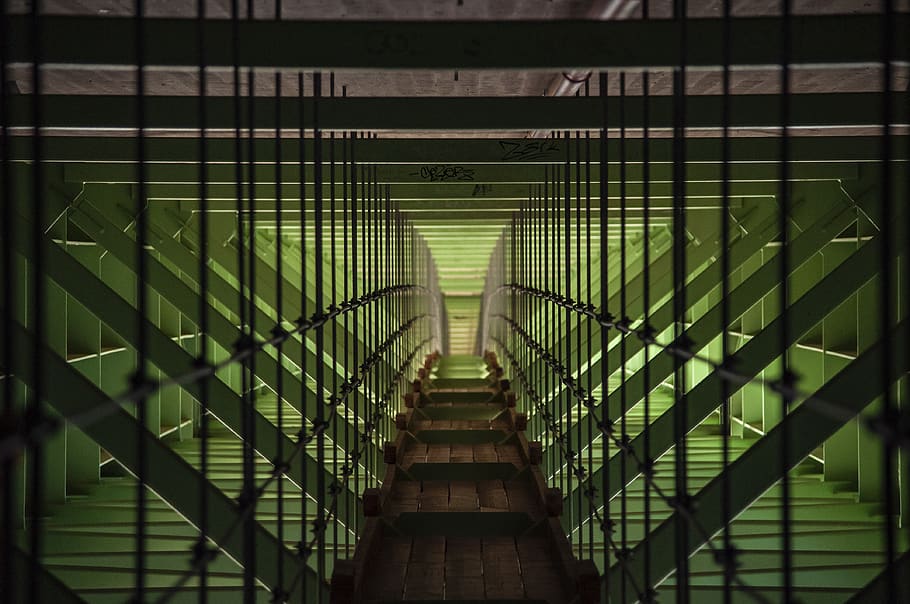 bridge, green, iron, architecture, built structure, railing HD wallpaper