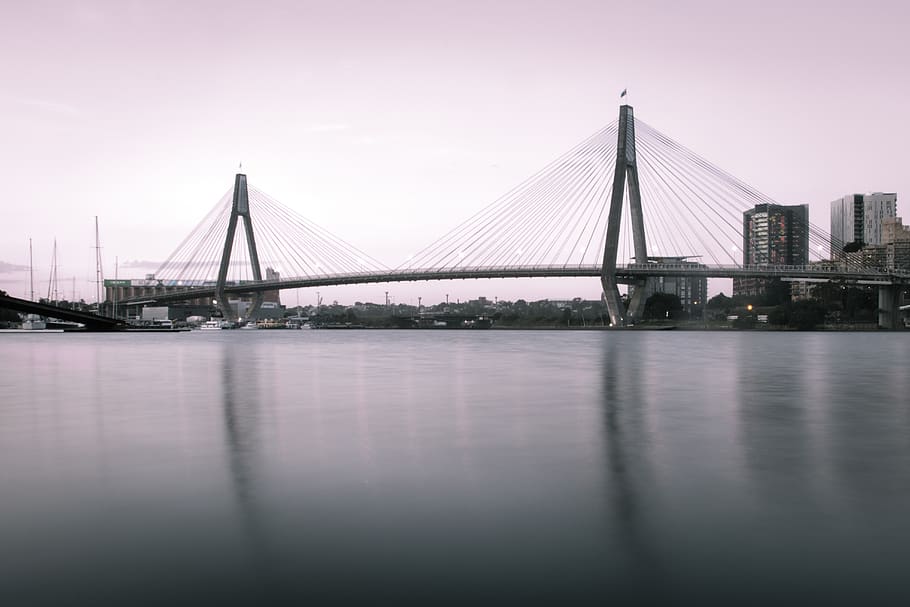 sydney, anzac, bridge, summer, sky, water, harbour, evening HD wallpaper