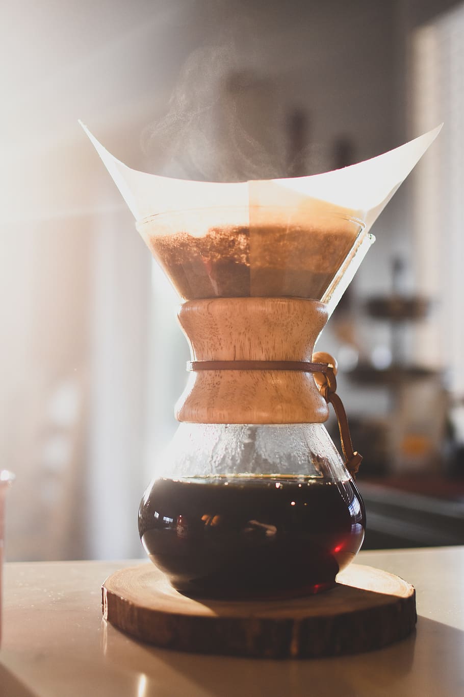 coffeemaker on brown table, food and drink, coffee - drink, refreshment HD wallpaper