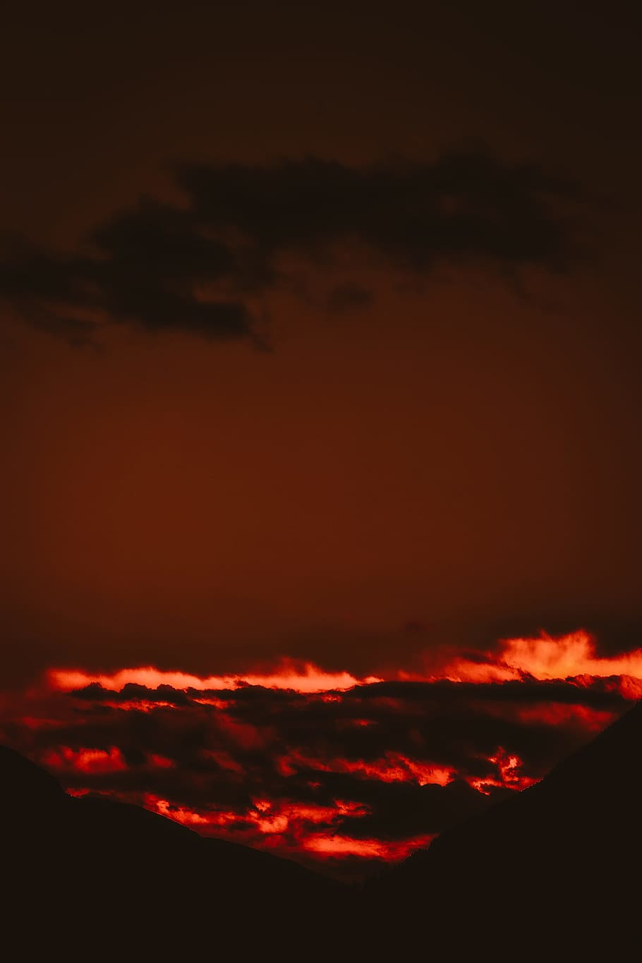 photo of fogs during nighttime, fire, sky, volcano, flame, lava HD wallpaper