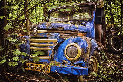 auto, wreck, rusted, broken, pkw, scrap, nostalgia, classic HD wallpaper