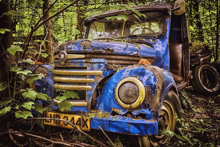 auto, wreck, rusted, broken, pkw, scrap, nostalgia, classic HD wallpaper