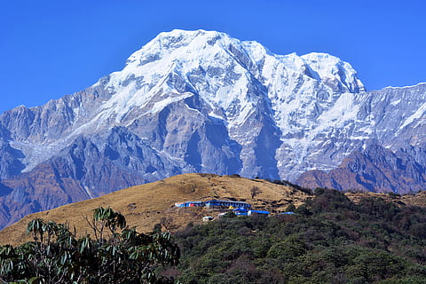 white mountain photo, nature, outdoors, mountain range, nepal HD wallpaper