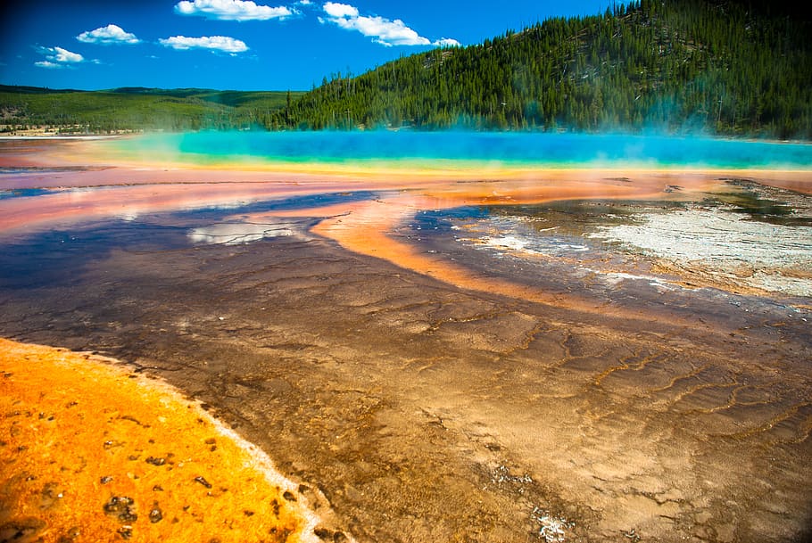united states, yellowstone national park, grand prismatic spring, HD wallpaper