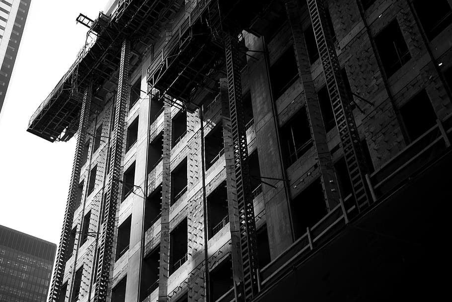 toronto, canada, city, window, architecture, downtown, black and white HD wallpaper