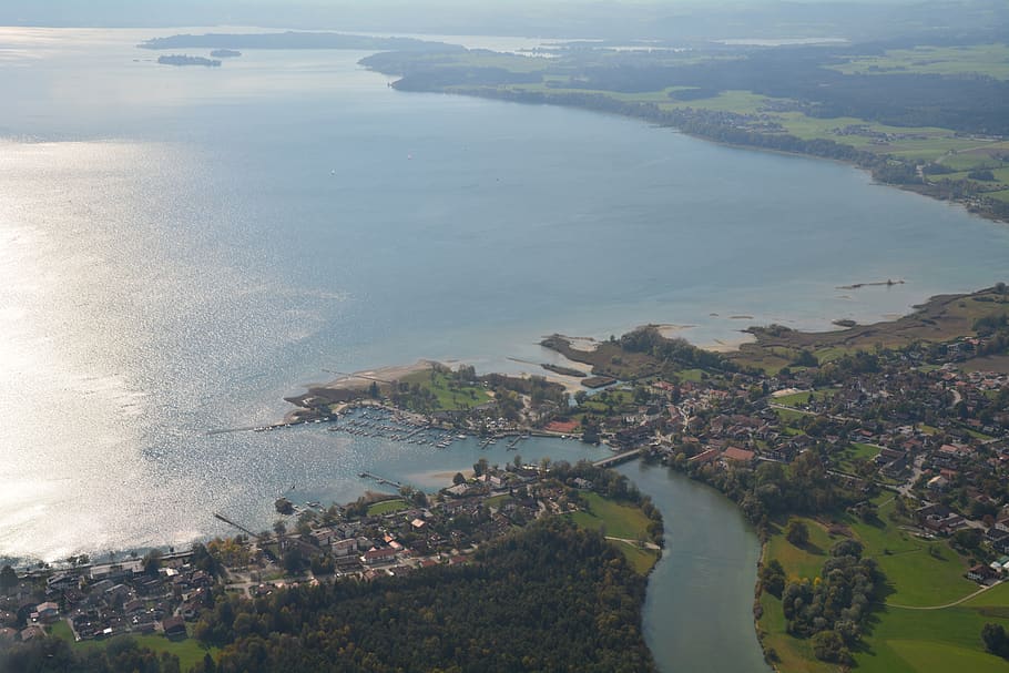mouth, river, lake, reflection, alz, chiemsee, seebruck, water HD wallpaper