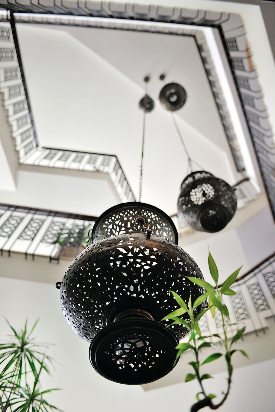 Black Pendant Lamp, cairo, decoration, egypt, hanging, indoors HD wallpaper