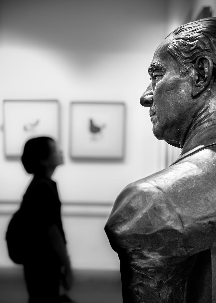 human head bust, side view, men, art and craft, indoors, males HD wallpaper