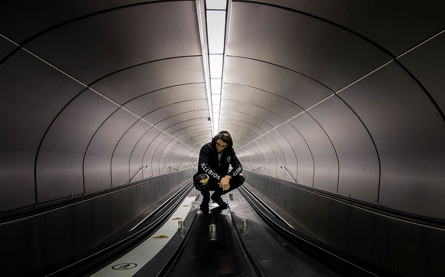 man on subway, one person, architecture, adult, transportation HD wallpaper