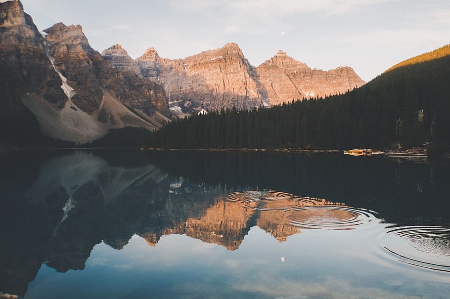 lake, water, reflection, nature, mountain, landscape, trees HD wallpaper
