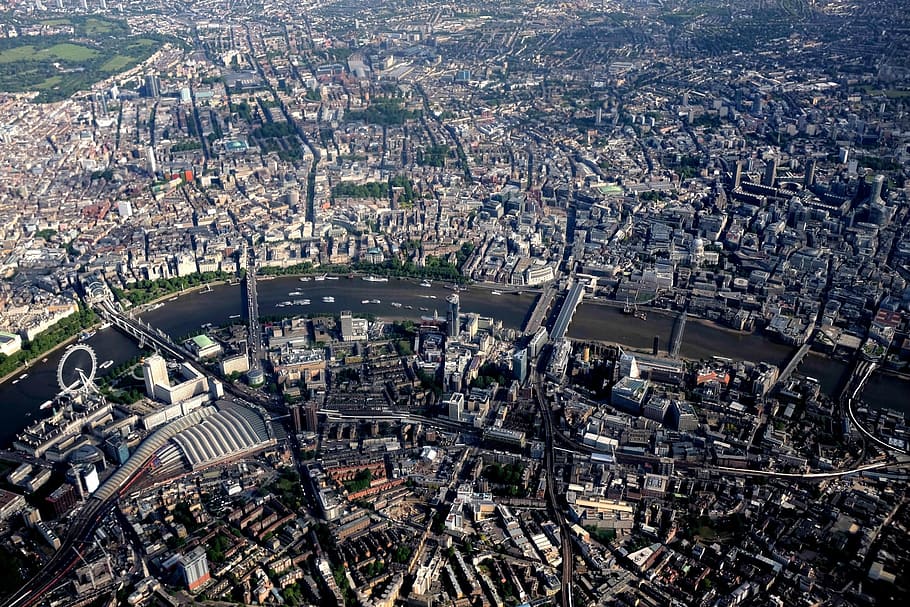 plane, view, city, building, roads, house, home, architecture HD wallpaper